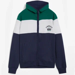 Felpa color block da uomo con zip e cappuccio