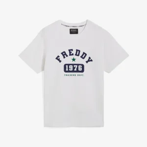 T-shirt uomo con stampa stile college in contrasto colore