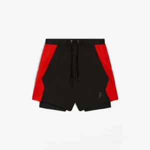 Pantaloncini uomo 2-in-1 in tessuto tecnico con inserti colorati