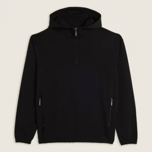 Felpa con mezza zip e cappuccio regolabile