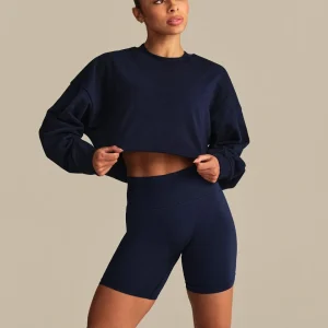 Comfort Lightweight Cropped Sweat | Sapphire Blue