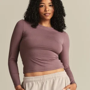 Smooth Contour Midi Crew Neck Long Sleeve T-Shirt | Deep Mocha