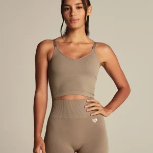 Power Seamless Built-In Bra Tank | Taupe Grey