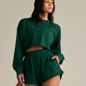 Comfort Lightweight Cropped Sweat | Emerald