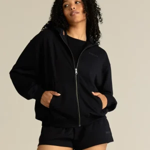 Comfort Lightweight Oversized Zip Up Hoodie | Black