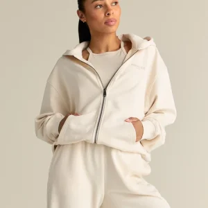 Comfort Lightweight Oversized Zip Up Hoodie | Off White