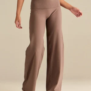 Cotton Contour Fold Over Straight Leg Pants | Mocha