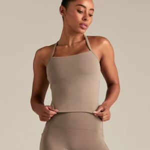 Essential Built-In Bra Midi Tank | Taupe Grey