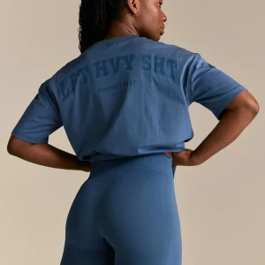 01_LiftHeavy_Emma_280_Look.jpgv1752226292 Comfort LFT HVY SHT Oversized T-Shirt | Blueberry