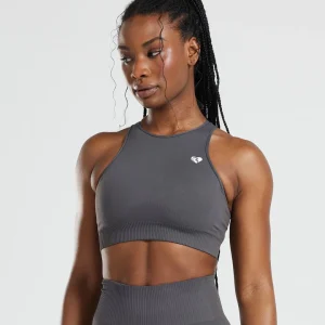 Power Seamless High Neck Bra | Graphite