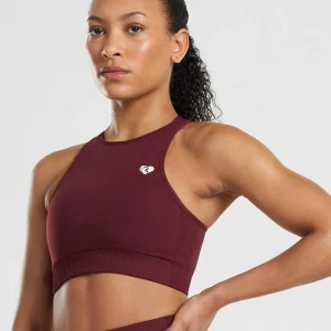 Power Seamless High Neck Bra | Dark Cherry