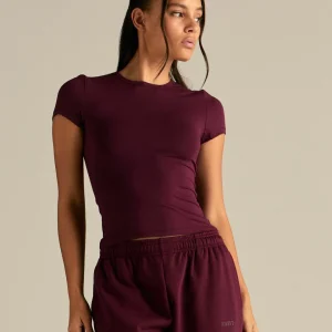 Smooth Contour Midi Short Sleeve T-Shirt | Merlot