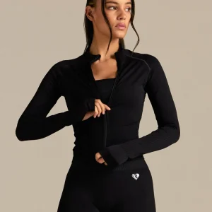 Power Seamless Long Sleeve Full Zip Jacket | Black