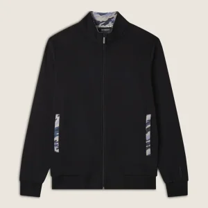 Felpa Uomo Zip e Collo Alto con Dettagli Camouflage