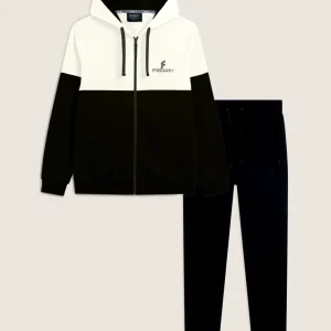 Tuta Uomo con Cappuccio e Zip design a Blocchi di Colore