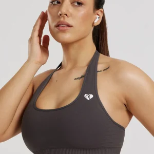 Power Seamless Halter Neck Bra | Graphite