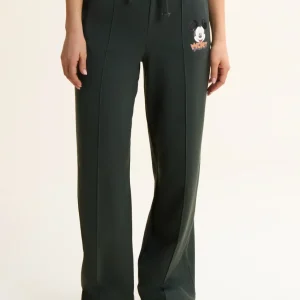 Pantaloni sportivi neri con gamba ampia e stampa Mickey Mouse