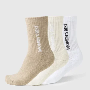 Crew Socks (3PK) | Off White/Buff/White