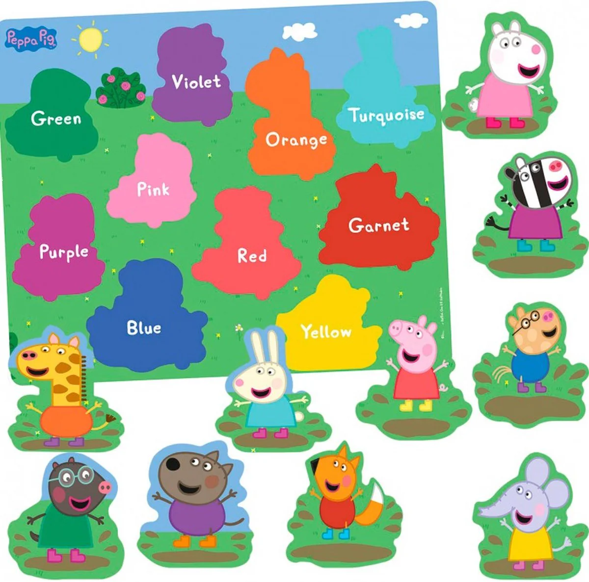 Puzzle en bois Peppa Pig 10 pièces - Puzzle de formes avec couleurs - – Image 3