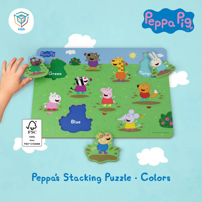 Puzzle en bois Peppa Pig 10 pièces - Puzzle de formes avec couleurs - – Image 4