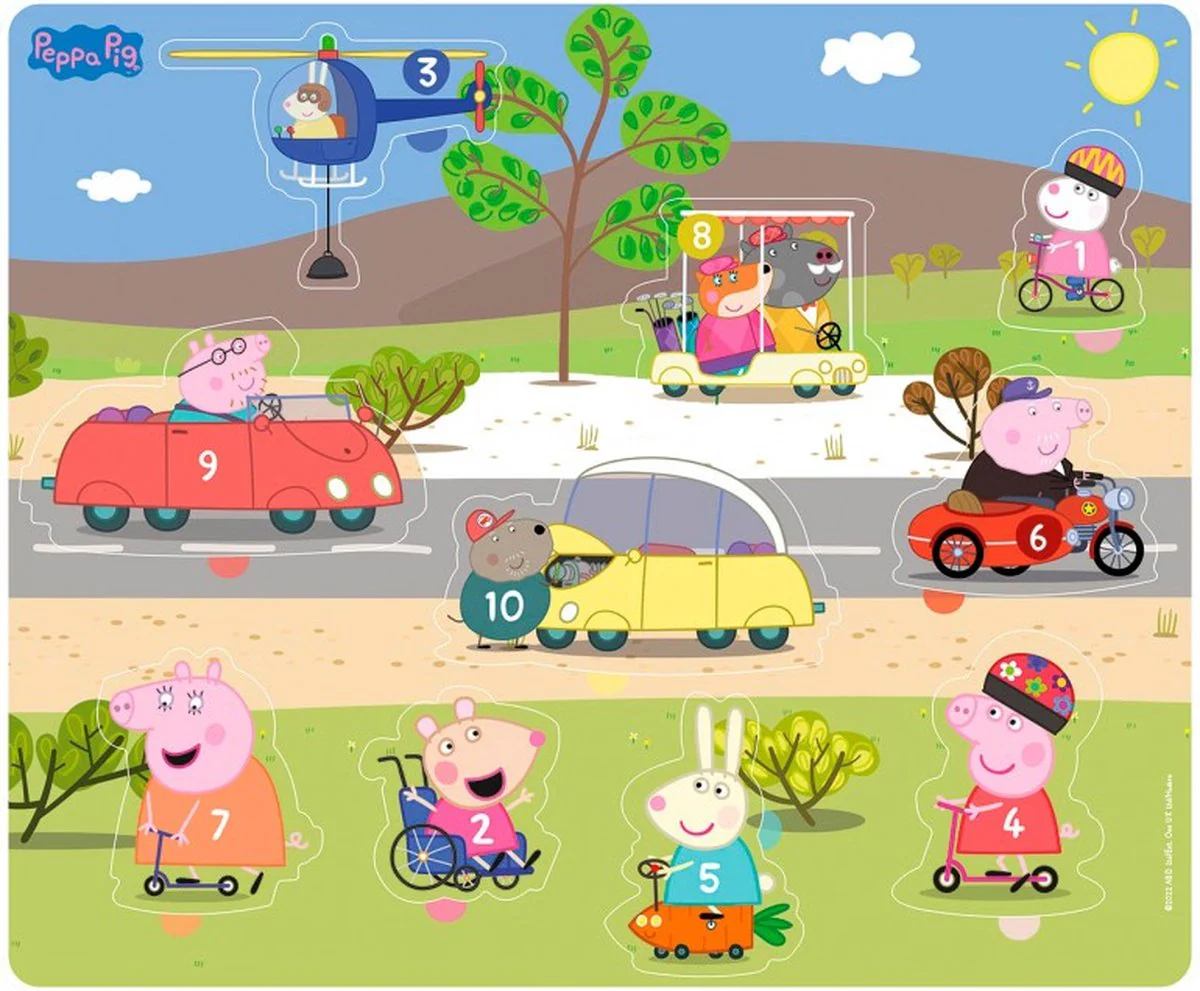 Puzzle en bois Peppa Pig 10 pièces - Puzzle de formes avec chiffres – Image 4