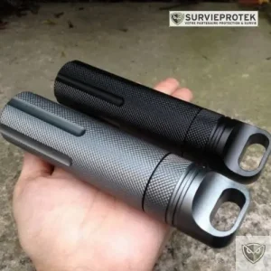 BIVOUAK™ Capsule étanche compacte en aluminium pour allumettes et objets essentiels