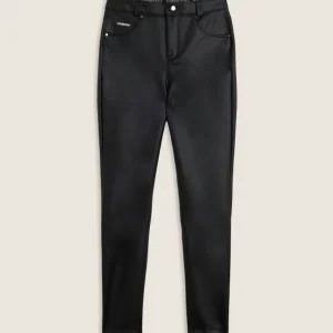 Pantaloni skinny in similpelle con logo ricamato