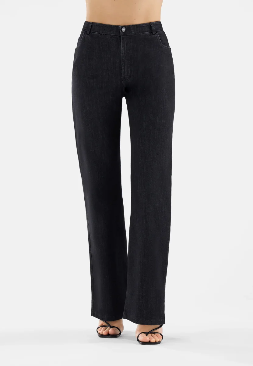 Jeans vita regular e gamba ampia con cuciture centro gamba – Image 3