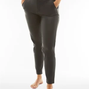 Pantaloni coated superskinny vita alta con tasche chino