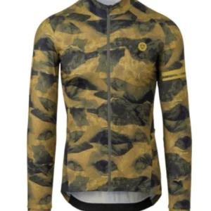 Maillot de vélo homme manche longue abstract montains kaki - AGU