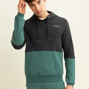 Felpa colour block con cappuccio in jersey