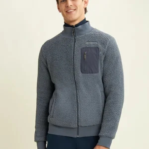 F25MESS7_B128_-_02.jpgv1762833632 Felpa in pile sherpa con collo alto e zip