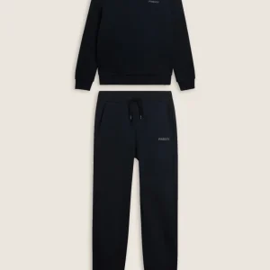 Tuta uomo felpa garzata con girocollo e fondo a costine