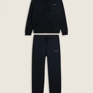 Tuta con full zip, cappuccio e fondo a polsino