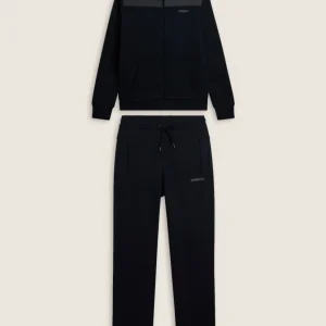 Tuta collo alto con full zip e dettagli colour block