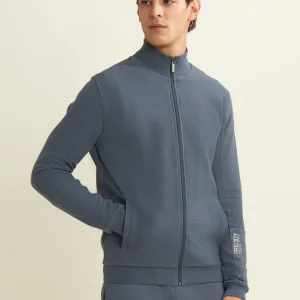 F25MTRS1_B128_-_02.jpgv1762833632 Felpa full zip rigata con grafica sulla manica