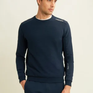 F25MTRS4_B109_-_02.jpgv1763136631 Felpa girocollo in tessuto rigato con stampa logo