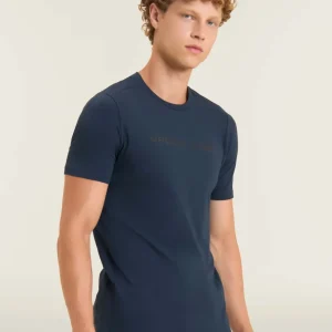 T-shirt regular con spalle raglan e doppia stampa lucida