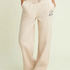 Pantaloni wide leg da donna con ricamo Mickey
