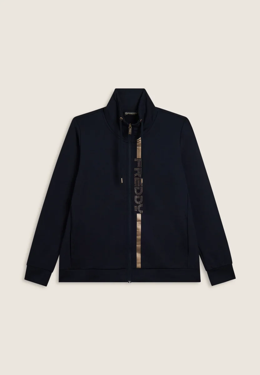 Felpa da donna con zip, collo alto e dettagli oro – Image 7