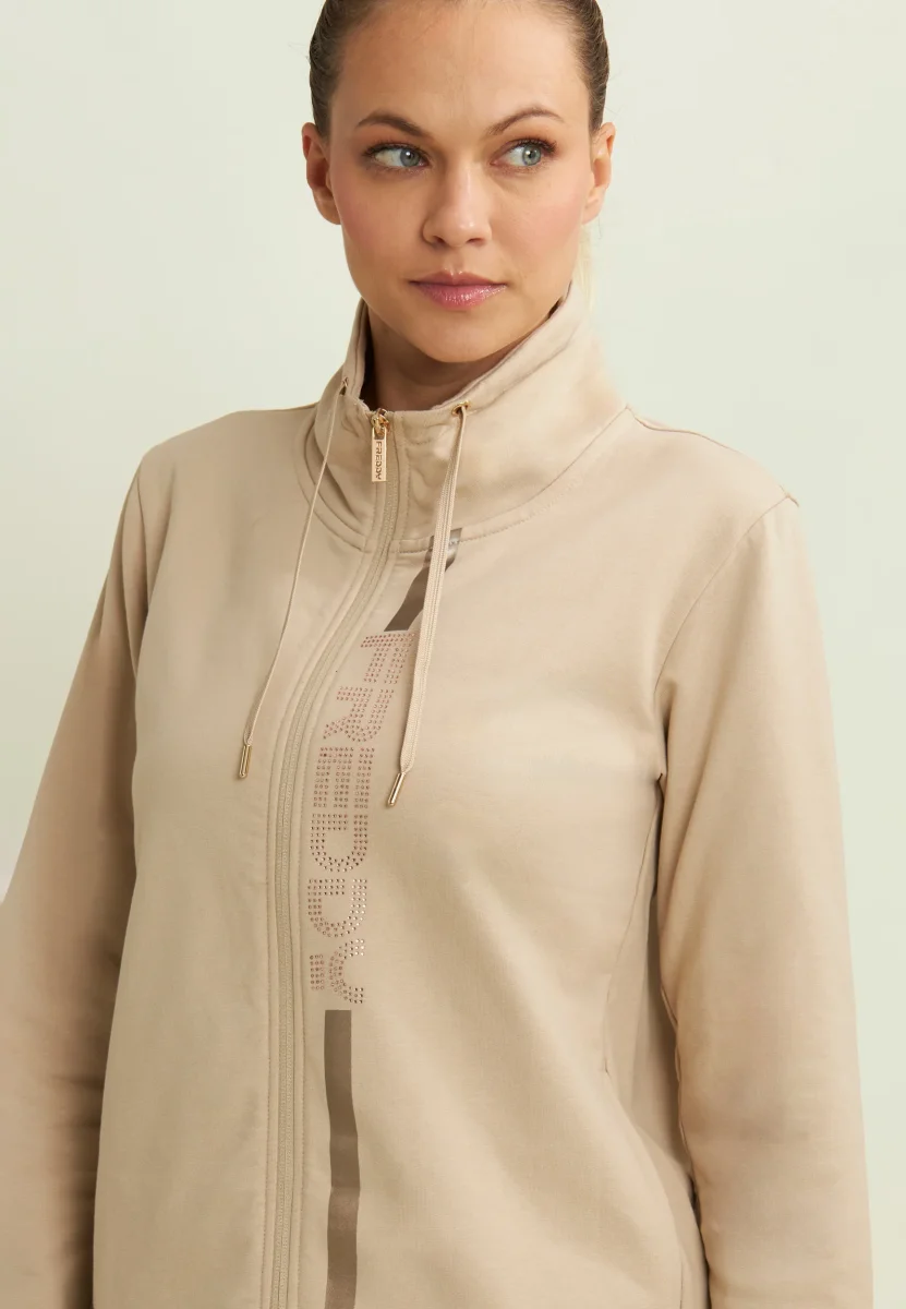 Felpa da donna con zip, collo alto e dettagli oro – Image 3