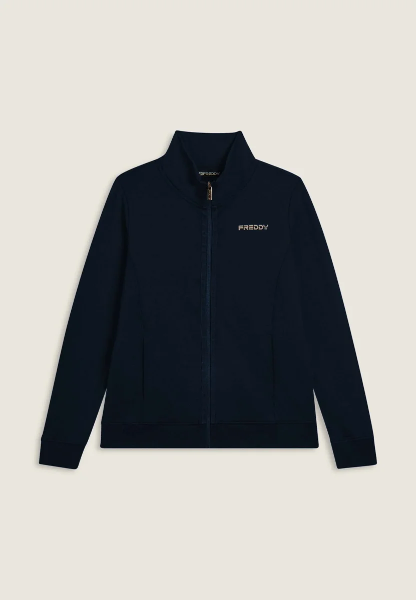 Felpa da donna zip e collo alto con logo minimal – Image 8