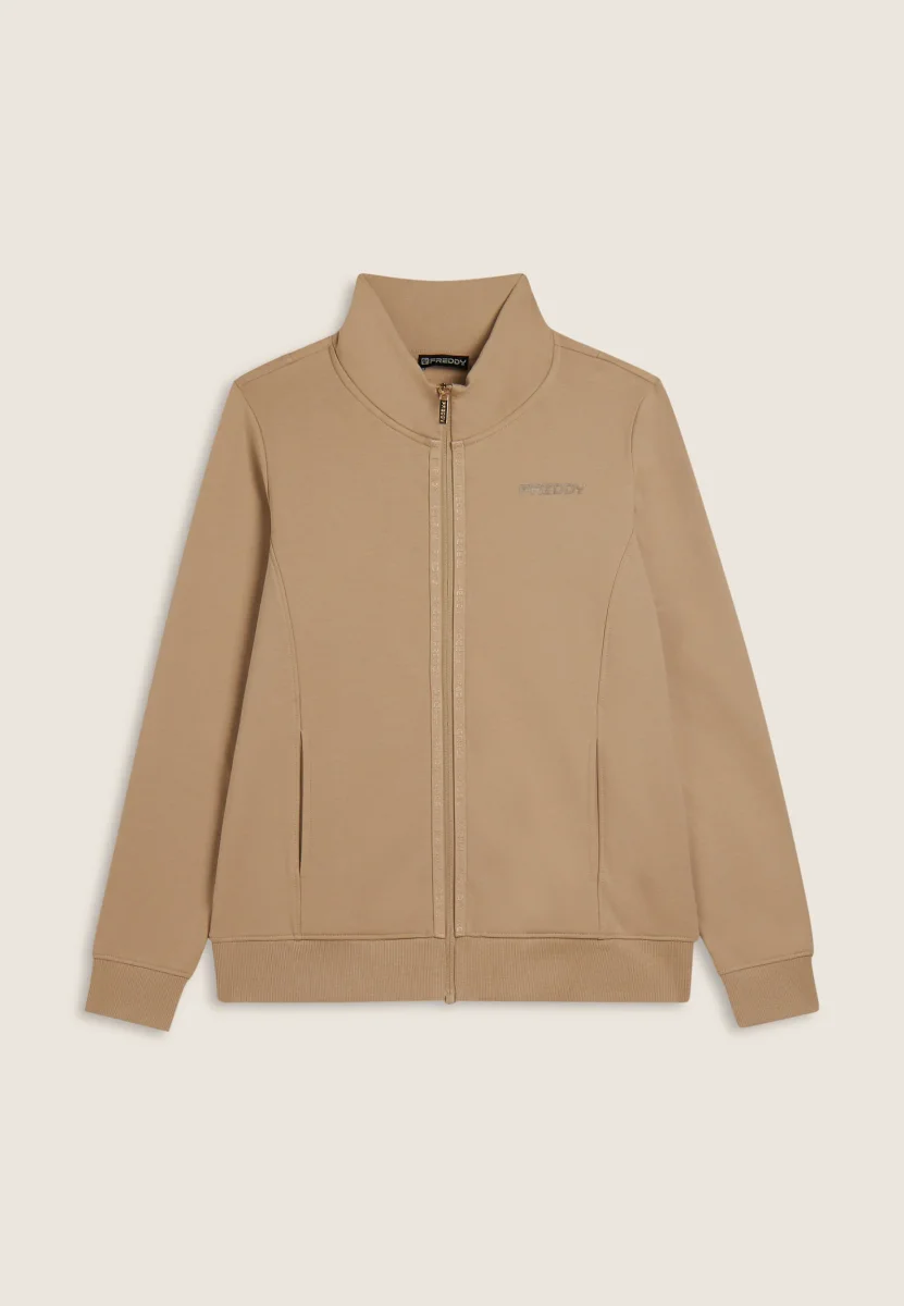 Felpa da donna zip e collo alto con logo minimal – Image 5