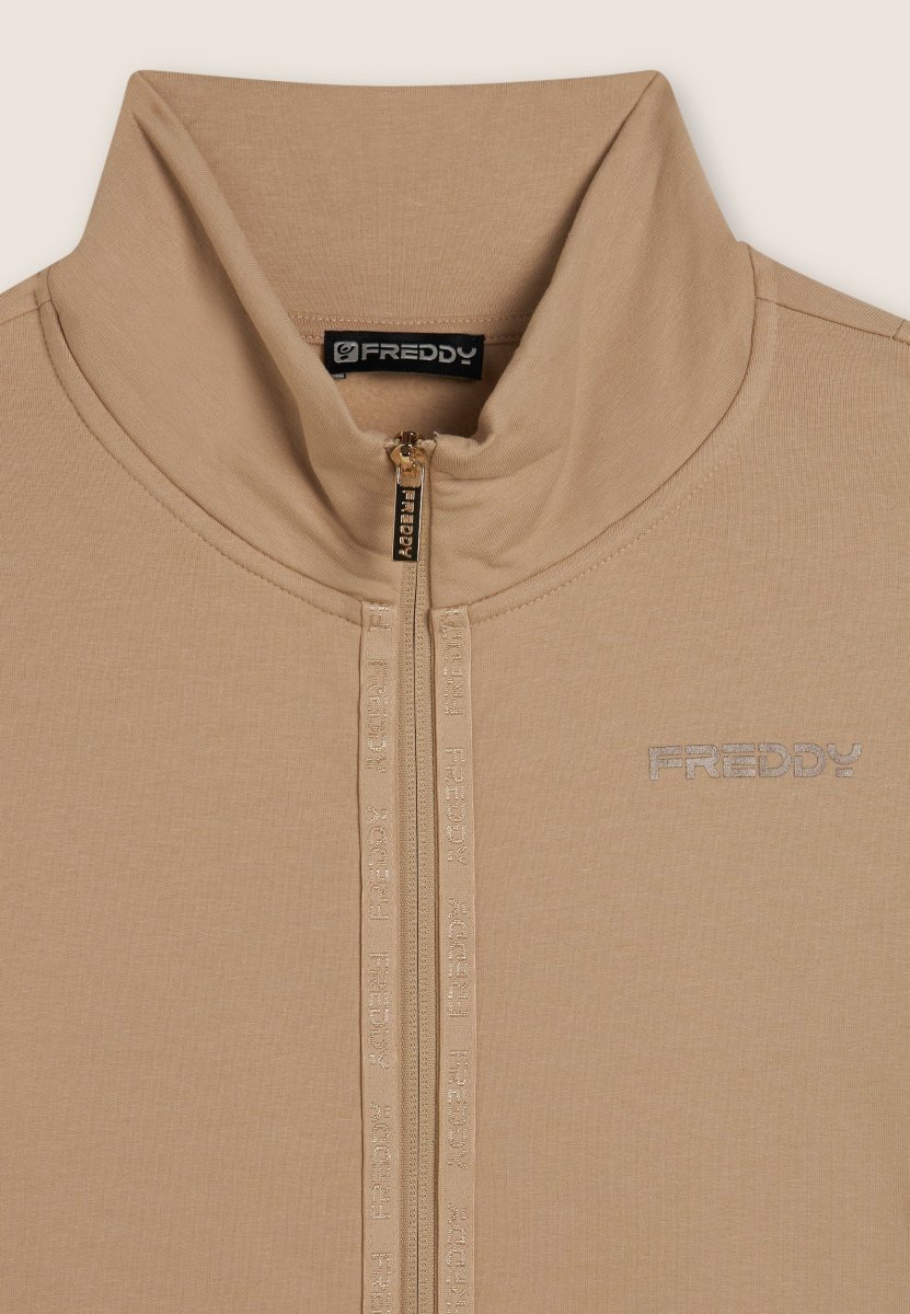 Felpa da donna zip e collo alto con logo minimal – Image 7