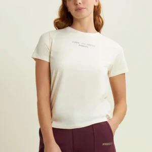 T-shirt da donna comfort con stampa dorata
