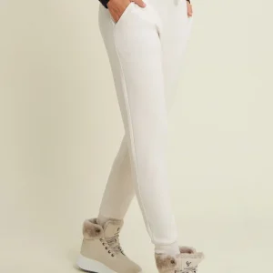 Pantaloni sportivi da donna con polsini e strass bicolore