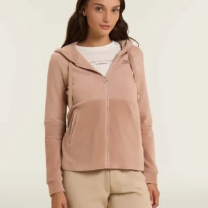 Felpa cappuccio e zip da donna con fondo in velluto