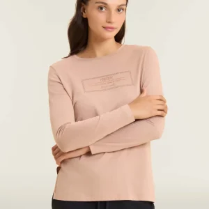 T-shirt donna lunga con spacchi e grafica brillante