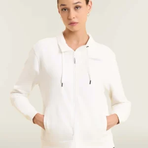 Felpa full zip con collo alto e bande logate