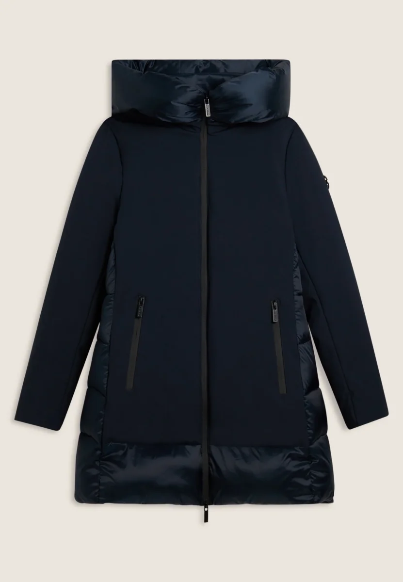 Piumino lungo donna opaco e lucido con cappuccio – Image 5
